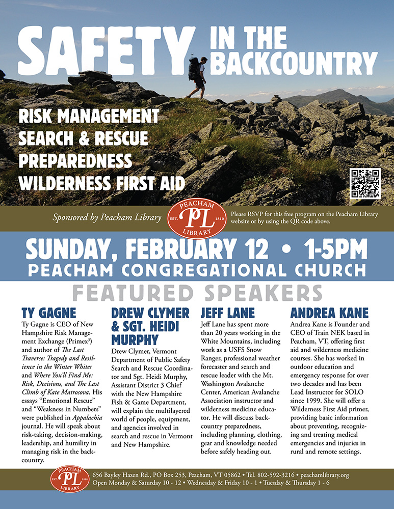 Safety in the Backcountry - talk at Peacham Library